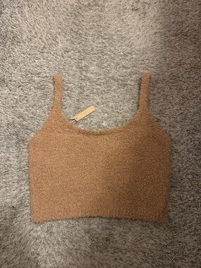 SKIMS Fuzzy Tank Crop Top in Camel